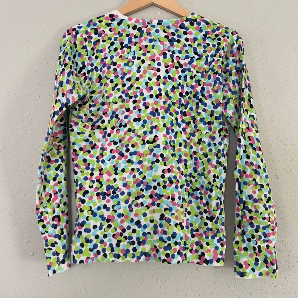August Silk Multicolor Colorful Polka Dot Rainbow Fitted Notched Collar Cardigan - Picture 4 of 6